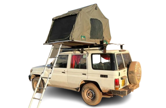 Land Cruiser LX rental Uganda with a rooftop tent