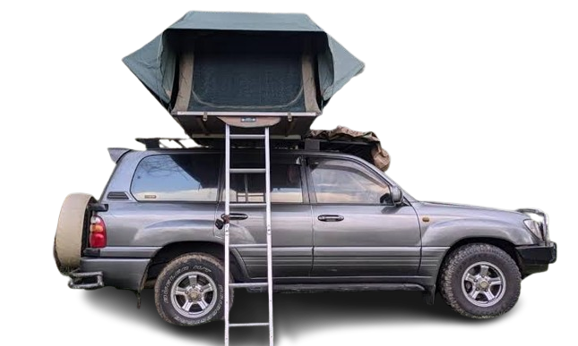 Land Cruiser GX rental Uganda with a rooftop tent