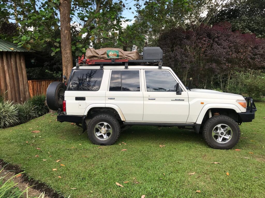 The idea of a land cruiser Hardtop (LX) Rental Uganda with rooftop tents