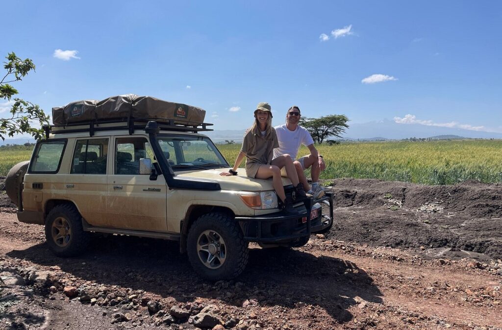 land cruiser hardtop rental uganda with a rooftop tent