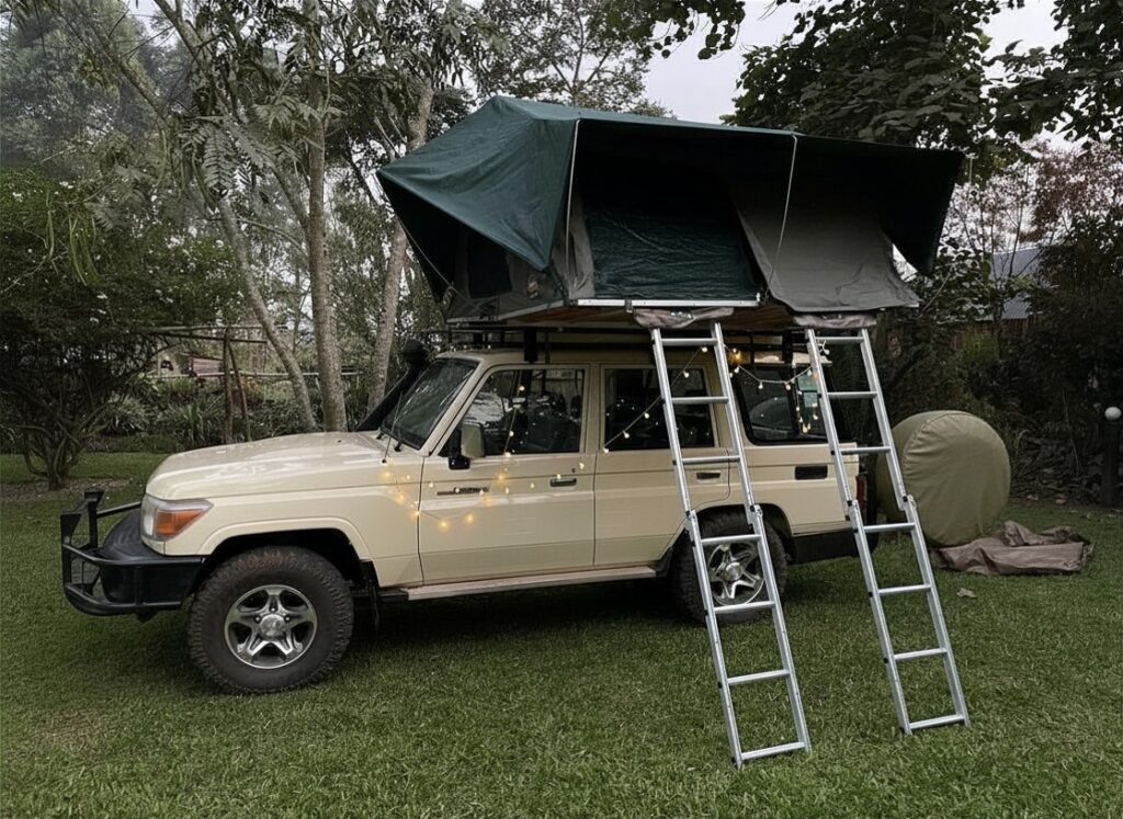 rent a cheap 4x4 car with two rooftop tents in uganda