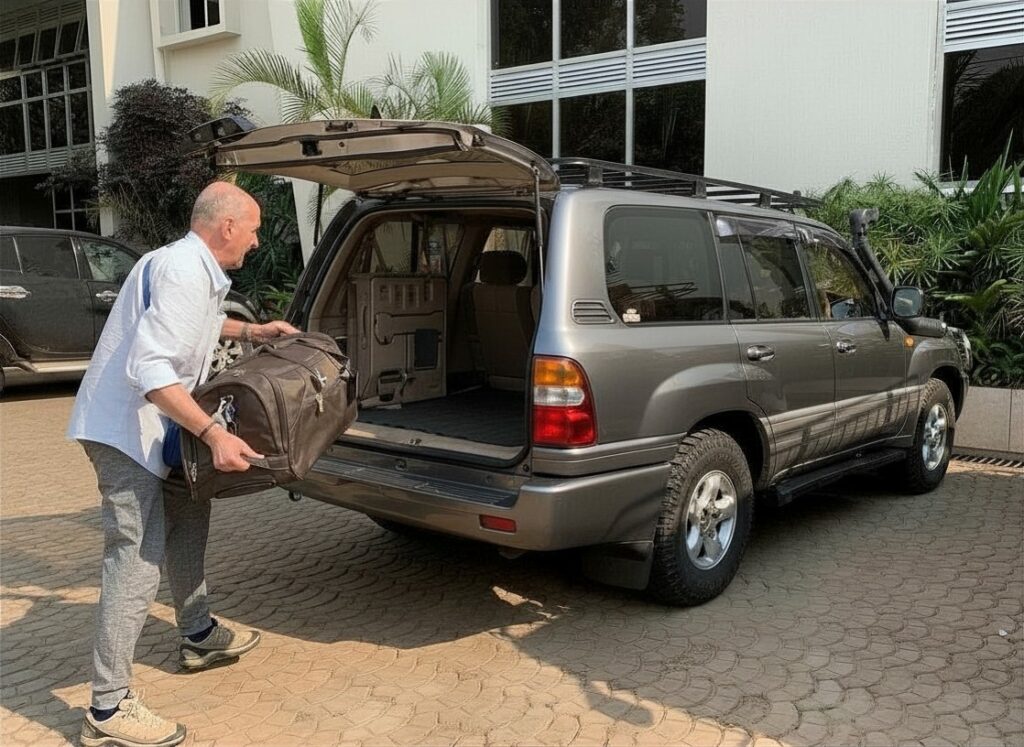 Rent a 4x4 Land Cruiser (V8/VX) with a popup roof in Uganda